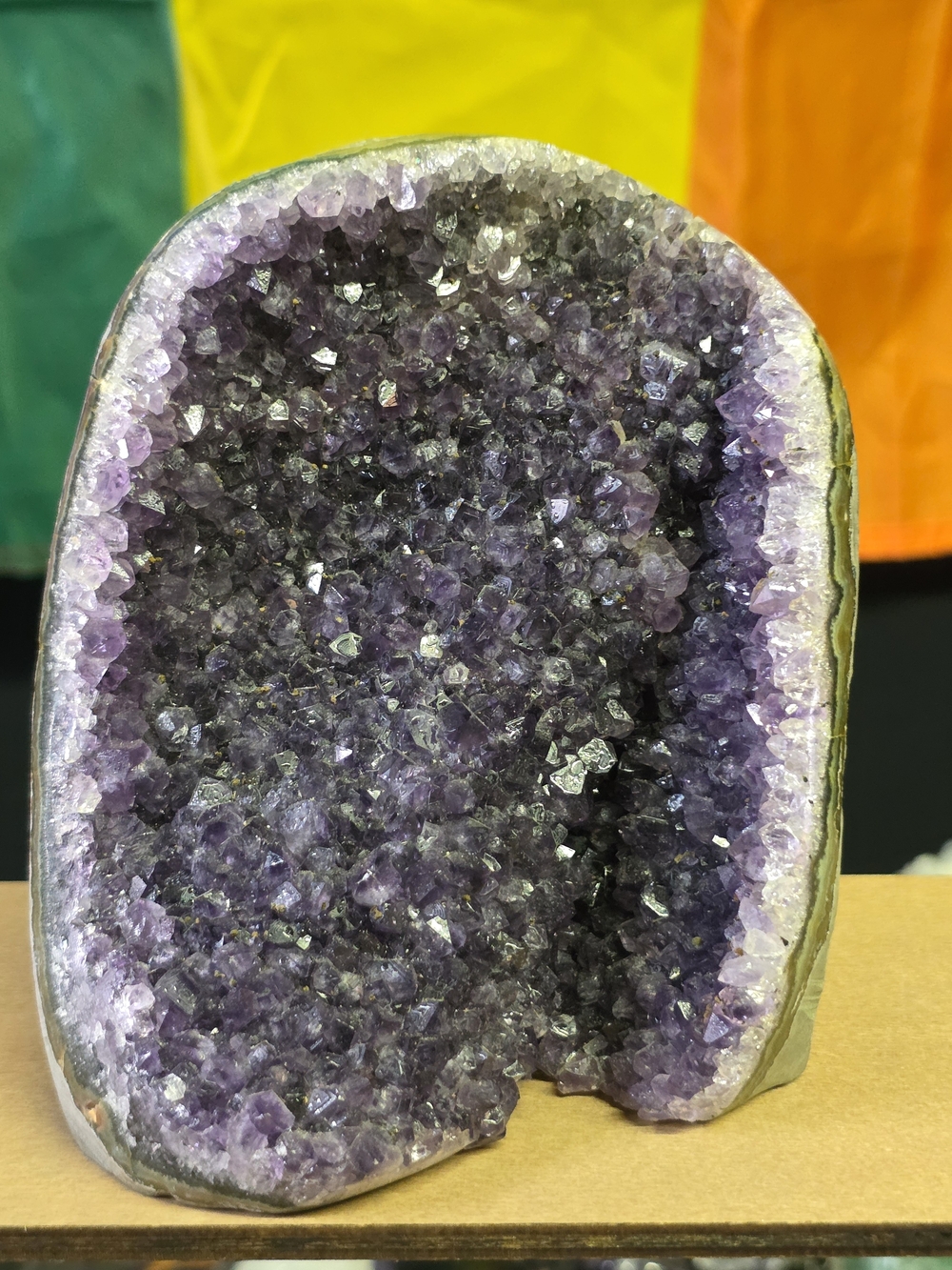 Amethyst Crystal Geode Display - Deep Purple